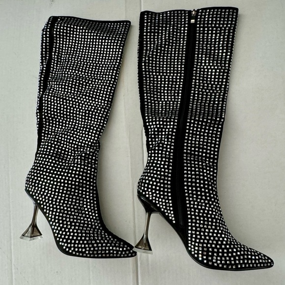 NWOT! NEW NEW NEW NEVER WORN! Knee-high, High Heel Rhinestone Boots Sz 11 - NYE - Picture 2 of 8